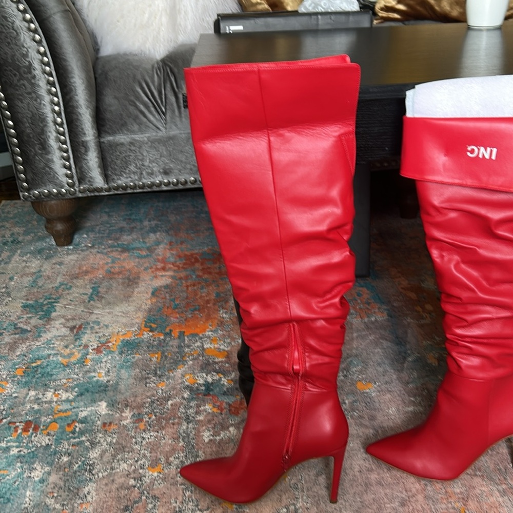 INC Women’s Iyonna Faux Leather Over-The-Knee Boots Red - Picture 6 of 11